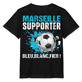 Marseille-Anhänger Marseille Fußballgeschenk - Stanley/Stella Kinder T-Shirt MINI CREATOR  - Schwarz - Vorne - Mikhail (115cm)
