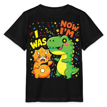 Six Seven Dinosaur 7 Years Birthday - Stanley/Stella MINI CREATOR Kids’ T-Shirt - black - Front - Mikhail (115cm)