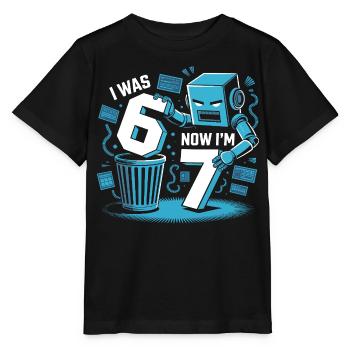 Six Seven Robot 7 Years Birthday 67 - Stanley/Stella MINI CREATOR Kids’ T-Shirt - black - Front - Mikhail (115cm)