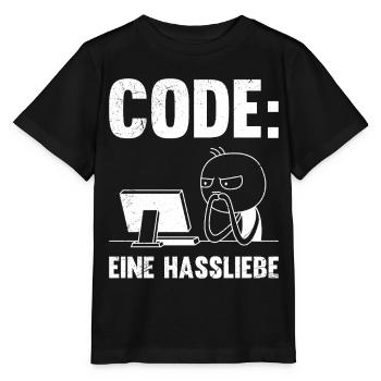 Coder CODE EINE HASSLIEBE LUSTIG - Stanley/Stella Kinder T-Shirt MINI CREATOR  - Schwarz - Vorne - Mikhail (115cm)