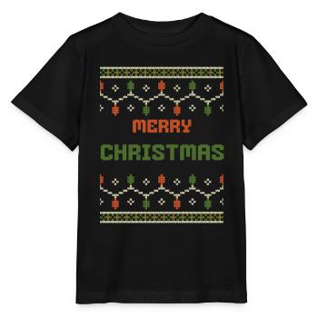 Cuddly Christmas Knitting Pattern Ugly Shirt - Stanley/Stella MINI CREATOR Kids’ T-Shirt - black - Front - Mikhail (115cm)