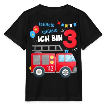 Geburtstag 3 Feuerwehr Junge | Ich bin Drei Jahre - Stanley/Stella Kinder T-Shirt MINI CREATOR  - Schwarz - Vorne - Mikhail (115cm)