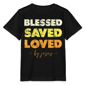 Gesegnet Gerettet Geliebt Jesus - Stanley/Stella Kinder T-Shirt MINI CREATOR  - Schwarz - Vorne - Mikhail (115cm)