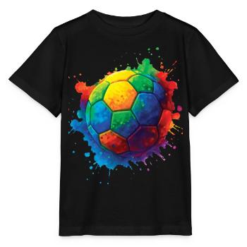 Color Splash Multicolor Fußball - Stanley/Stella Kinder T-Shirt MINI CREATOR  - Schwarz - Vorne - Mikhail (115cm)