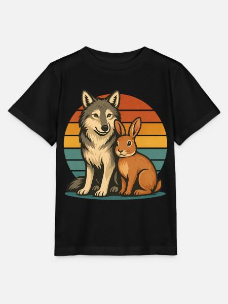 Wolf und Hase - Stanley/Stella Kinder T-Shirt MINI CREATOR - Schwarz