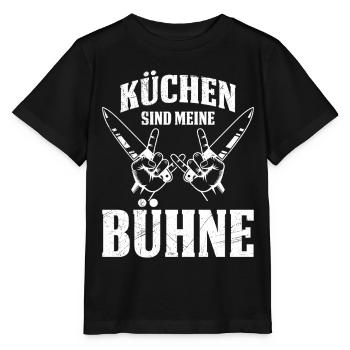 Küchenchef KÜCHEN SIND MEINE BÜHNE Lustiges - Stanley/Stella Kinder T-Shirt MINI CREATOR  - Schwarz - Vorne - Mikhail (115cm)