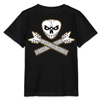 Crâne de médiator et os croisés de guitare - T-shirt bio MINI CREATOR Stanley/Stella Enfant - noir - Devant - Mikhail (115cm)