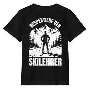 Skifahrer RESPEKTIERE DEN SKILEHRER LUSTIG - Stanley/Stella Kinder T-Shirt MINI CREATOR  - Schwarz - Vorne - Mikhail (115cm)