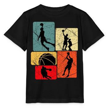 Basketball Silhouette Grid - Stanley/Stella MINI CREATOR Kids’ T-Shirt - black - Front - Mikhail (115cm)