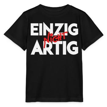 Einzig Nicht Artig Wortspiel - Stanley/Stella Kinder T-Shirt MINI CREATOR  - Schwarz - Vorne - Mikhail (115cm)