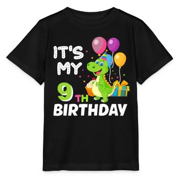 9e anniversaire Garçon Fille Dinosaure Neuf ans - T-shirt bio MINI CREATOR Stanley/Stella Enfant - noir - Devant - Mikhail (115cm)