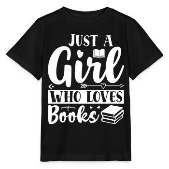 Just a girl who loves books - Stanley/Stella MINI CREATOR Kids’ T-Shirt - black - Front - Mikhail (115cm)