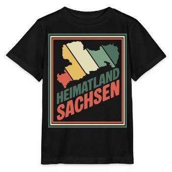 Heimatland Sachsen Retro Druck - Stanley/Stella Kinder T-Shirt MINI CREATOR  - Schwarz - Vorne - Mikhail (115cm)