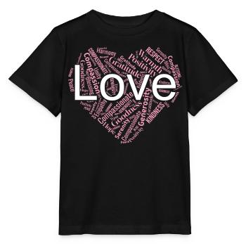 Positive Love & Kindness Heart Word Art T-Shirt - Stanley/Stella MINI CREATOR Kids’ T-Shirt - black - Front - Mikhail (115cm)