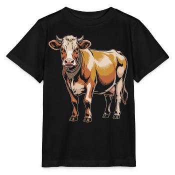 Cow with Bandana – Rustic Illustration - Stanley/Stella MINI CREATOR Kids’ T-Shirt - black - Front - Mikhail (115cm)