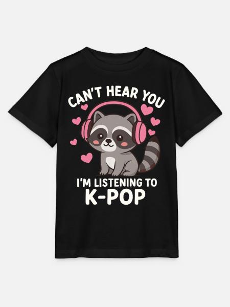 Kawaii Waschbär hört K-Pop - Stanley/Stella Kinder T-Shirt MINI CREATOR - Schwarz