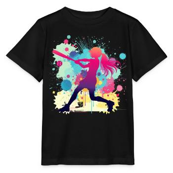 Joueuse de softball, softball, joueuse de softball - T-shirt bio MINI CREATOR Stanley/Stella Enfant - noir - Devant - Mikhail (115cm)