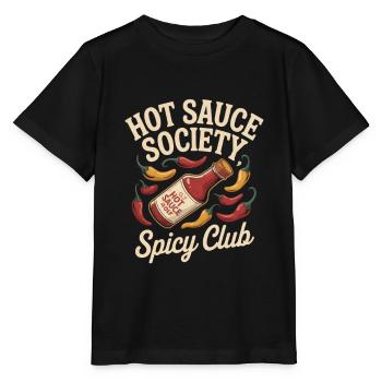 Société de la Sauce Piquante – Club Épicé - T-shirt bio MINI CREATOR Stanley/Stella Enfant - noir - Devant - Mikhail (115cm)