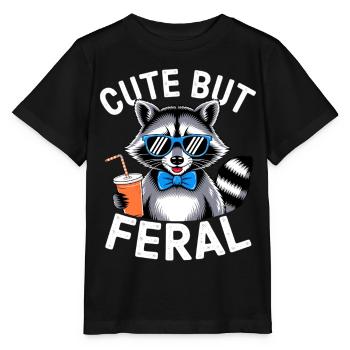 Cute but Feral Raccoon - Stanley/Stella MINI CREATOR Kids’ T-Shirt - black - Front - Mikhail (115cm)