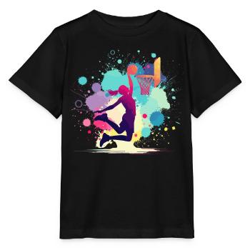 Basketball player, basketball, basketball player - Stanley/Stella MINI CREATOR Kids’ T-Shirt - black - Front - Mikhail (115cm)