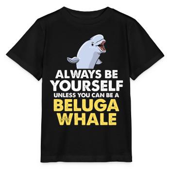 Sei du selbst – Beluga Spruch - Stanley/Stella Kinder T-Shirt MINI CREATOR  - Schwarz - Vorne - Mikhail (115cm)