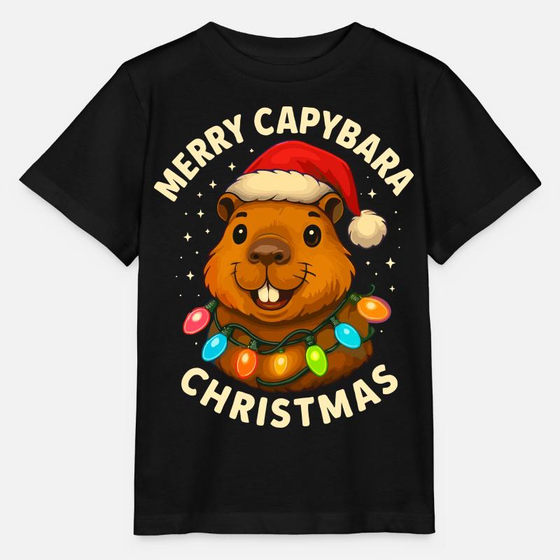 Capybara Weihnachten Weihnachtsmann Xmas - Stanley/Stella Kinder T-Shirt MINI CREATOR  - Schwarz