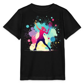Tennis, Tennisspielerin Frau, Tennisgrafik - Stanley/Stella Kinder T-Shirt MINI CREATOR  - Schwarz - Vorne - Mikhail (115cm)
