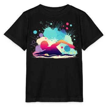 Swimmer, Swimming Woman, Swimming Instructor - Stanley/Stella MINI CREATOR Kids’ T-Shirt - black - Front - Mikhail (115cm)