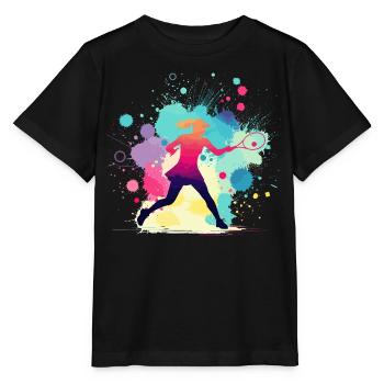 Tennis, Tennisspielerin Frau, Tennisgrafik - Stanley/Stella Kinder T-Shirt MINI CREATOR  - Schwarz - Vorne - Mikhail (115cm)