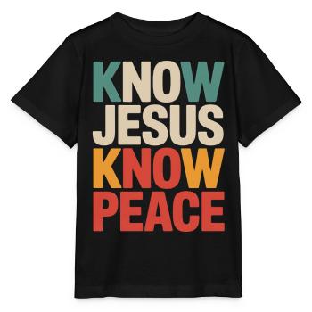 Know Jesus Know Peace - Stanley/Stella MINI CREATOR Kids’ T-Shirt - black - Front - Mikhail (115cm)
