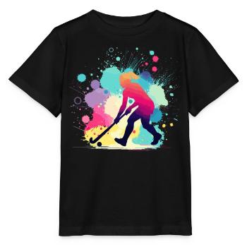 Hockey sur gazon, joueur de hockey sur gazon, hockey - T-shirt bio MINI CREATOR Stanley/Stella Enfant - noir - Devant - Mikhail (115cm)