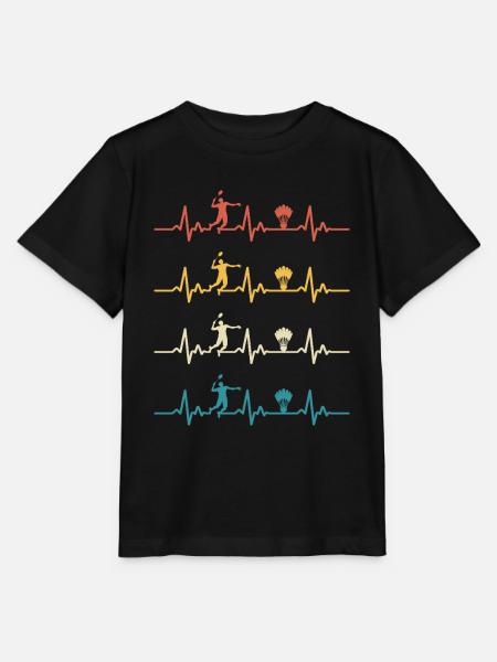 Badminton Herzschlag Retro Badminton - Stanley/Stella Kinder T-Shirt MINI CREATOR  - Schwarz