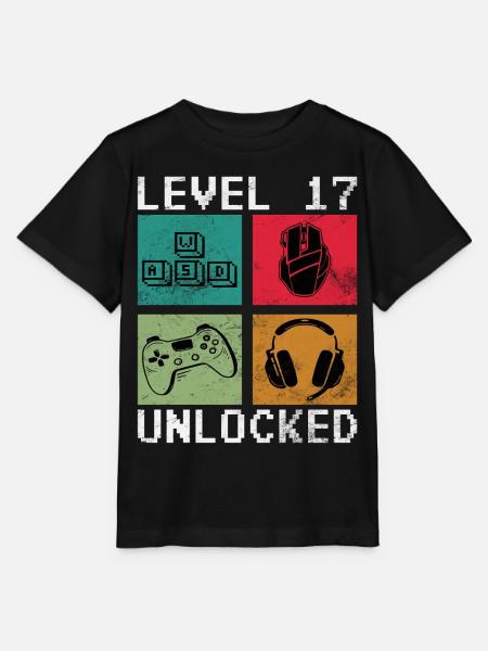 Level 17 Unlocked Retro Gamer - Stanley/Stella Kinder T-Shirt MINI CREATOR  - Schwarz