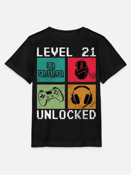 Level 21 Unlock Retro-Gaming - Stanley/Stella Kinder T-Shirt MINI CREATOR - Schwarz