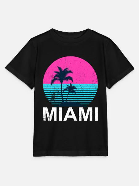 Miami Neon Palmen Sunset - Stanley/Stella Kinder T-Shirt MINI CREATOR - Schwarz
