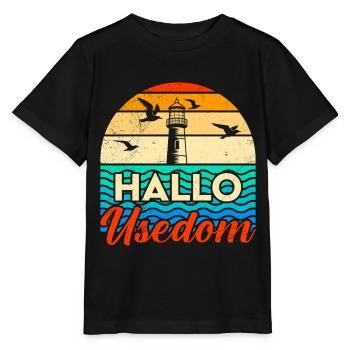 Holidays on Usedom Baltic Sea HELLO USEDOM Funny - Stanley/Stella MINI CREATOR Kids’ T-Shirt - black - Front - Mikhail (115cm)