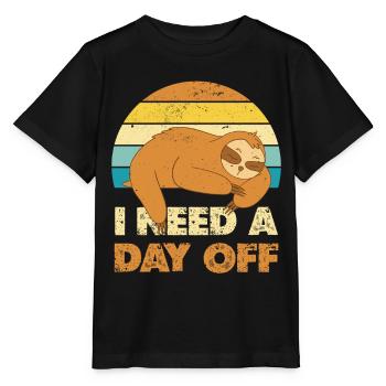 Jour de la fête du paresseux endormi - T-shirt bio MINI CREATOR Stanley/Stella Enfant - noir - Devant - Mikhail (115cm)