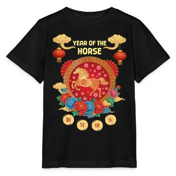 Jahr des Pferdes Chinesisches Tierkreis Chinesisches Neujahr - Stanley/Stella Kinder T-Shirt MINI CREATOR  - Schwarz - Vorne - Mikhail (115cm)