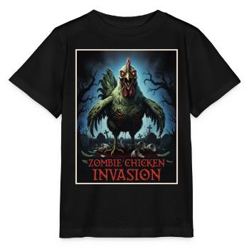 Invasion du poulet zombie - T-shirt bio MINI CREATOR Stanley/Stella Enfant - noir - Devant - Mikhail (115cm)