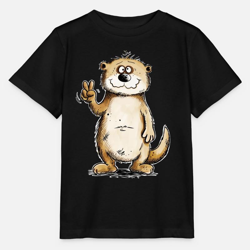 Conception du signe de paix de la loutre - T-shirt bio MINI CREATOR Stanley/Stella Enfant - noir