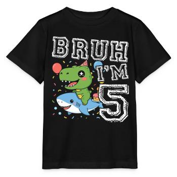 Dino & Hai Geburtstag 5 Jahre - Stanley/Stella Kinder T-Shirt MINI CREATOR  - Schwarz - Vorne - Mikhail (115cm)