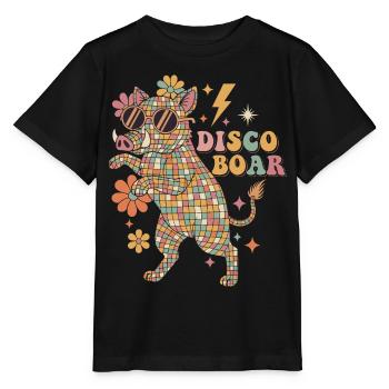 Techno Disco Boar Disco Ball Party Funny - Stanley/Stella MINI CREATOR Kids’ T-Shirt - black - Front - Mikhail (115cm)