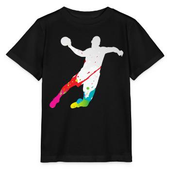 Handball-Handballspieler Farbenfroher Vater-Handballspieler - Stanley/Stella Kinder T-Shirt MINI CREATOR  - Schwarz - Vorne - Mikhail (115cm)
