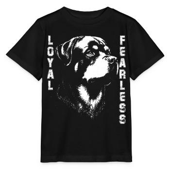 Treuer Rottweilerhund - Stanley/Stella Kinder T-Shirt MINI CREATOR  - Schwarz - Vorne - Mikhail (115cm)