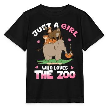 Girl Loves the Zoo – Parade des animaux colorés - T-shirt bio MINI CREATOR Stanley/Stella Enfant - noir - Devant - Mikhail (115cm)