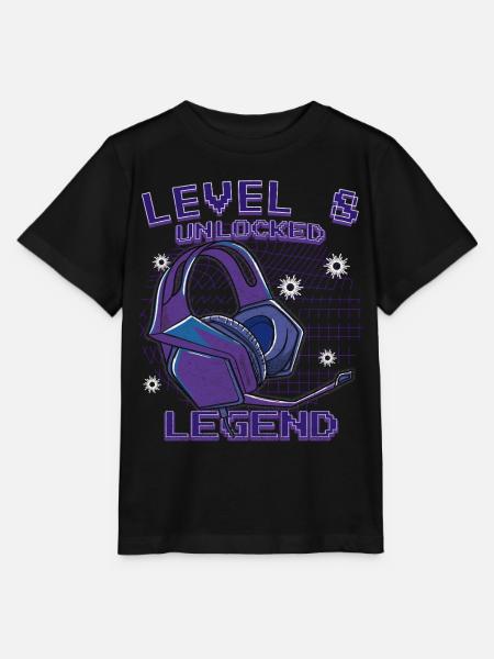 Level 8 Up Legend Kopfhörer - Stanley/Stella Kinder T-Shirt MINI CREATOR  - Schwarz