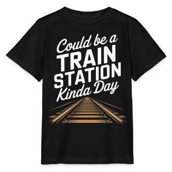 Bahnhoftag Atmosphere with tracks - Stanley/Stella MINI CREATOR Kids’ T-Shirt - black - Front - Mikhail (115cm)