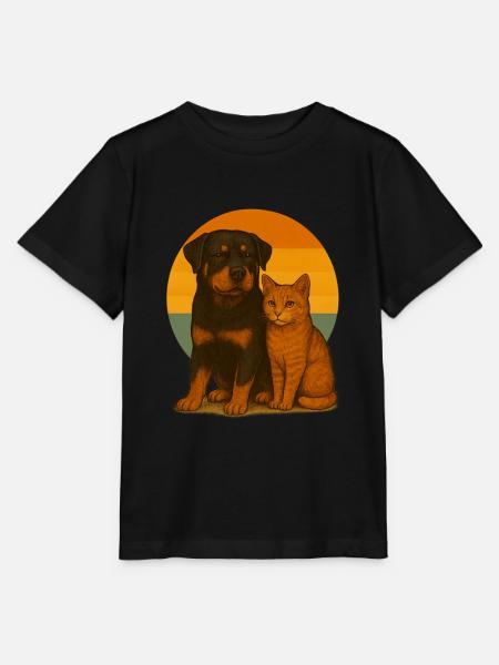Rottweiler Katze - Stanley/Stella Kinder T-Shirt MINI CREATOR - Schwarz