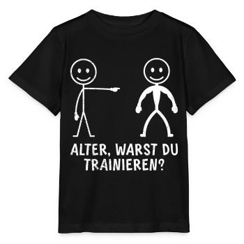 Fitnessstudio ALTER WARST DU TRAINIERT LUSTIG - Stanley/Stella Kinder T-Shirt MINI CREATOR  - Schwarz - Vorne - Mikhail (115cm)