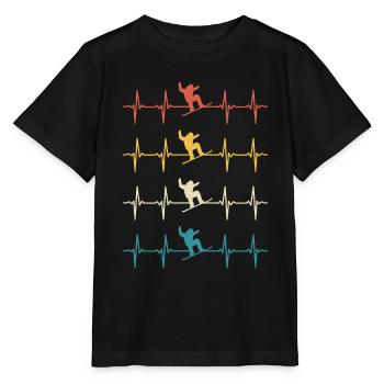 Snowboard Snowboarding Heartbeat Snowboarding - T-shirt bio MINI CREATOR Stanley/Stella Enfant - noir - Devant - Mikhail (115cm)